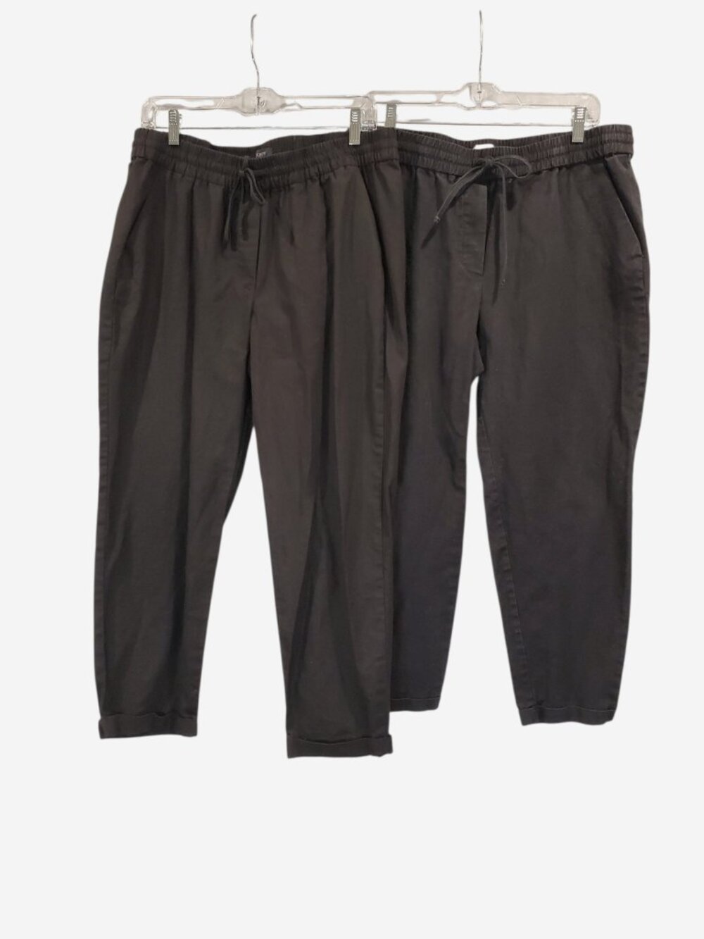 J. CREW 2PR Pants Linen Blend Cropped Pull-On Relaxed Size 12 Black